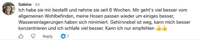 Kommentar einer Kundin